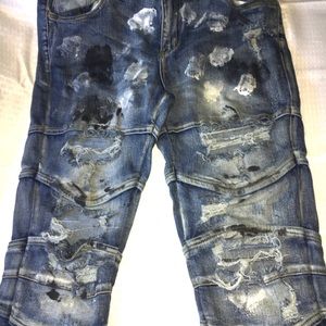 Embellish Brand Mens Jeans Size 36/34 Distressed Painted Stretch Ripped Faded